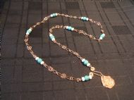 Copper Rose and Turquoise Chain Link Neclace